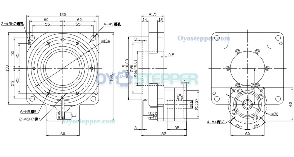 Hollow Rotating Platform Gearbox Ratio 10:1 18:1 for 60mm 400W AC Servo Motor