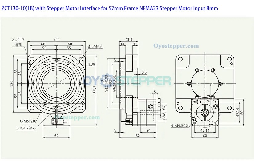 Hollow Rotating Platform Gearbox Ratio 10:1 18:1 for 60mm 400W AC Servo Motor