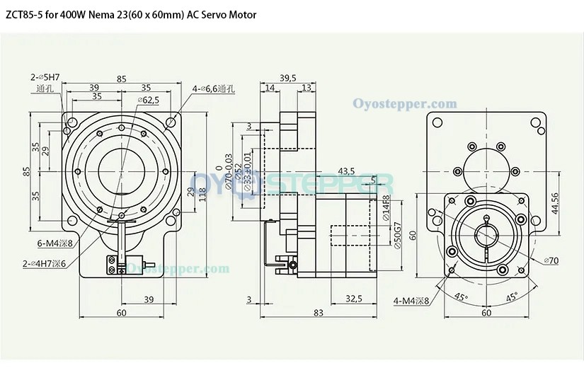 Hollow Rotary Actuator Hollow Rotating Platform Gearbox for 400W AC Servo Motor