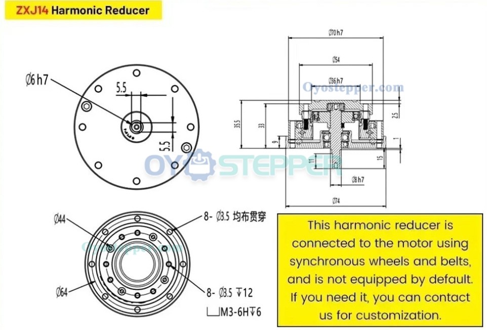ZXJ Series Harmonic Drive Gearbox Speed Reducer Ratio 30:1-100:1 Input Shaft Type 30 Arcsec ZXJ Series Harmonic Drive Gearbox Speed Reducer Ratio 30:1-100:1 Input Shaft Type 30 Arcsec
