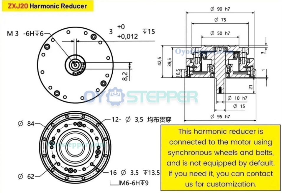 ZXJ Series Harmonic Drive Gearbox Speed Reducer Ratio 30:1-100:1 Input Shaft Type 30 Arcsec ZXJ Series Harmonic Drive Gearbox Speed Reducer Ratio 30:1-100:1 Input Shaft Type 30 Arcsec
