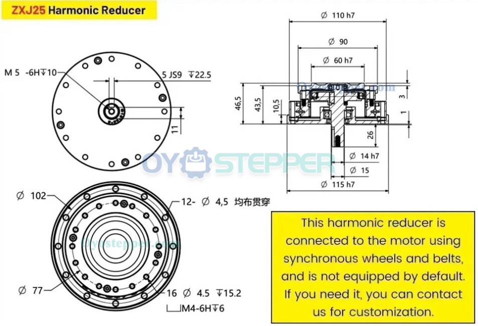 Buy ZXJ Series Harmonic Drive Gearbox Speed Reducer Ratio 30:1-100