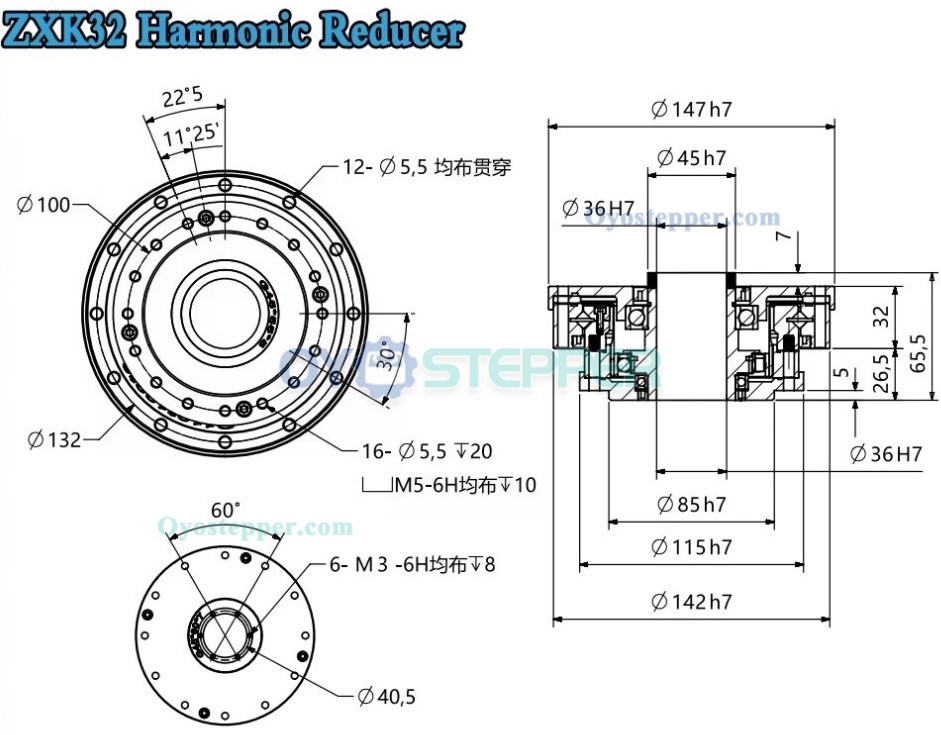 Buy ZXK Series Hollow Type Harmonic Drive Ratio 100:1/160:1