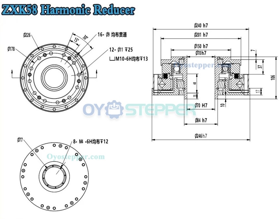 Buy ZXK Series Hollow Type Harmonic Drive Ratio 100:1/160:1