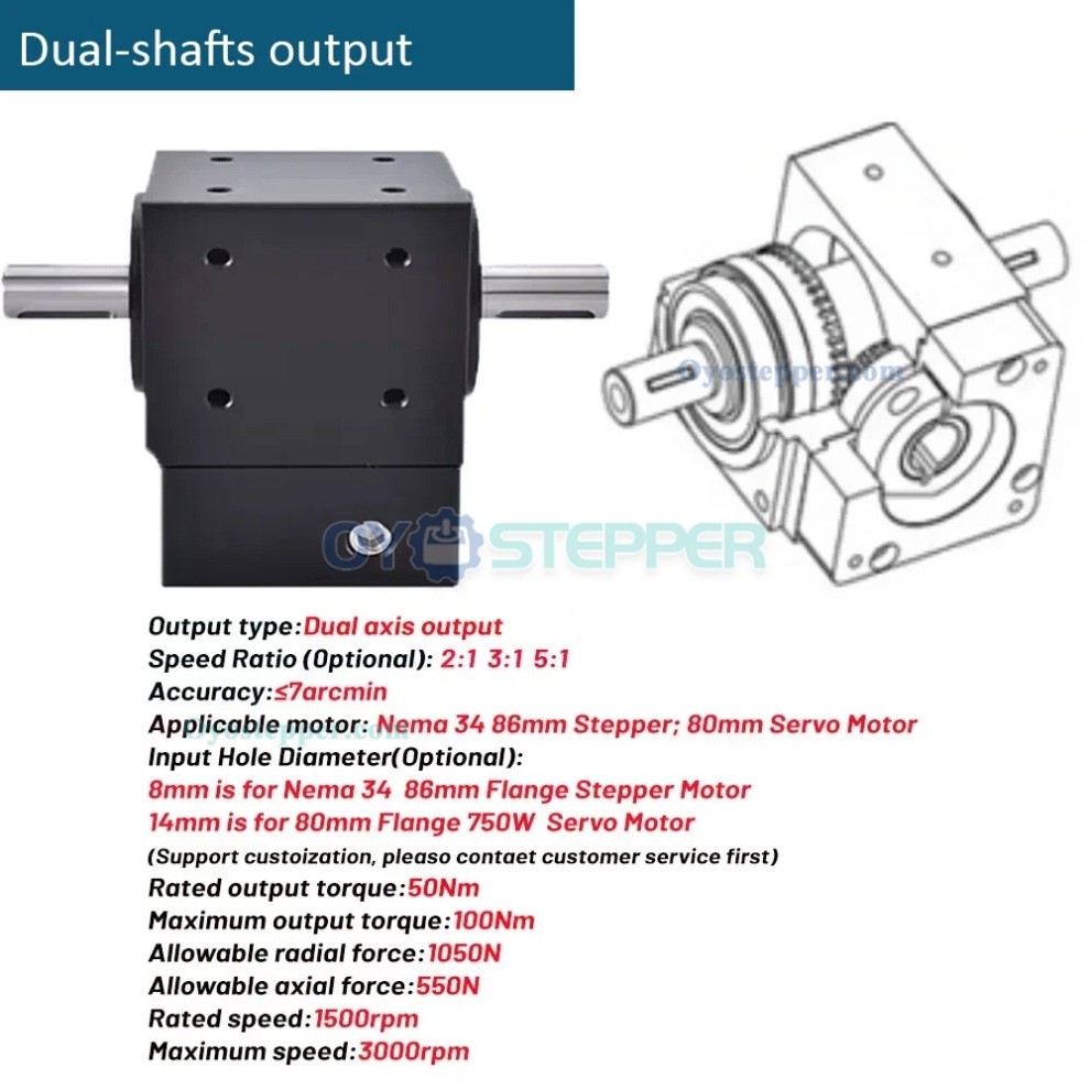 Right Angle Bevel Gearbox Gear Speed Reducer Commutator for NEMA 34 Stepper/ 80mmServo Motor Right Angle Bevel Gearbox Gear Speed Reducer Commutator for NEMA 34 Stepper/ 80mmServo Motor