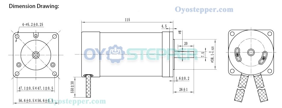 Oukeda 24V Brushless DC Motor 4000RPM47Ncm(46.73oz.in) 200W 12A 3 Phase Ф57mm BLDC Motor