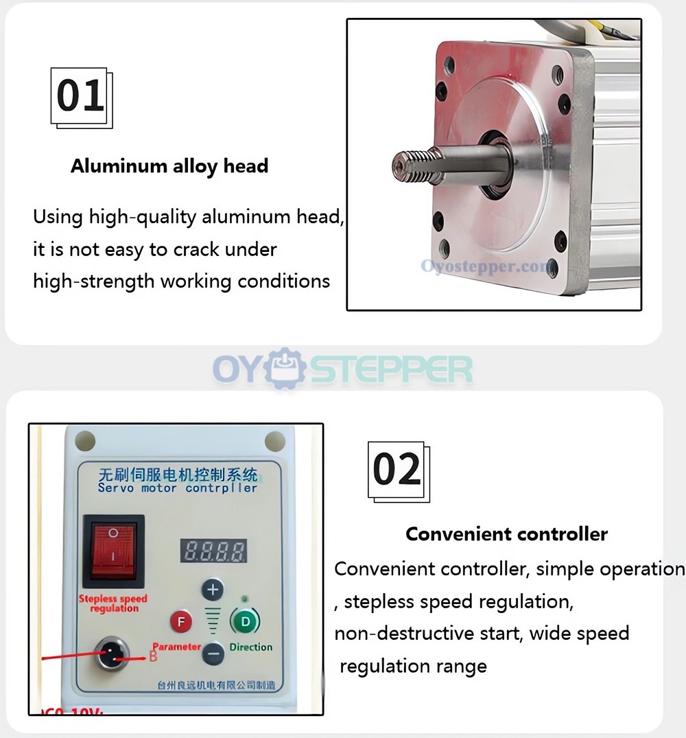 550W / 750W / 1.1KW / 1.5KW / 2.2KW 1.85 Nm-6.85 Nm Brushless AC Servo Motor with Speed Controller CNC Kit