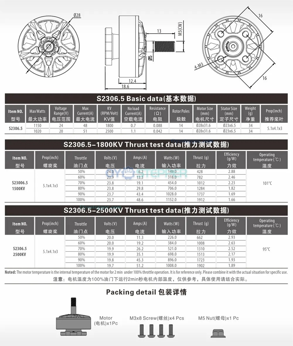 SURPASS Hobby S2306.5 1800KV / 2500KV FPV Brushless DC Motor FPV Drone Motor